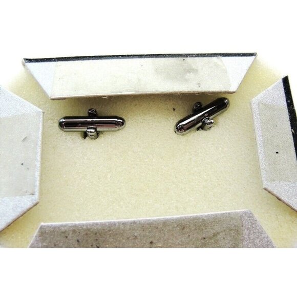 Apt. 9 Cufflinks Silver Tone Rectangular Tux Shirt Dress Suit Vintage IOB - Picture 5 of 9